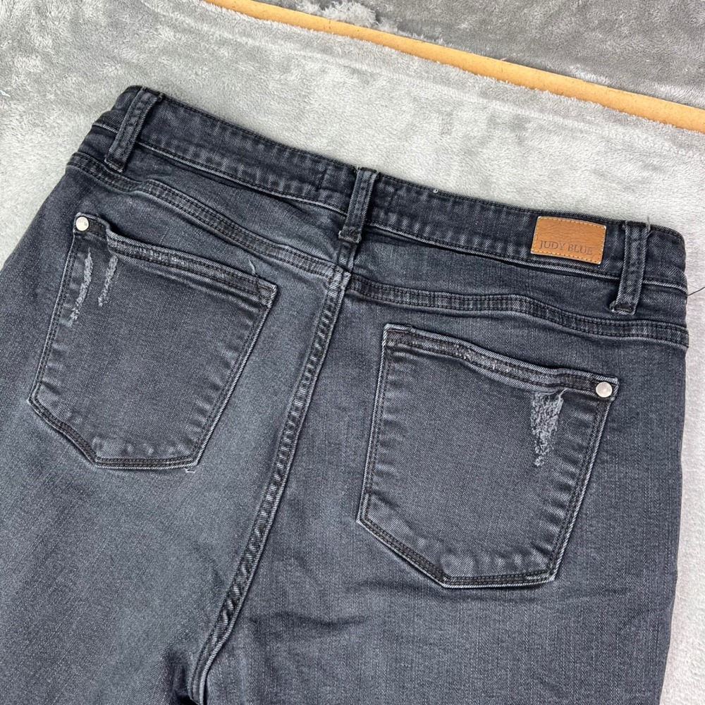Judy Blue Boyfriend Jeans Womens 13/31 Black Solid Distressed Stretch Denim - Picture 16 of 16